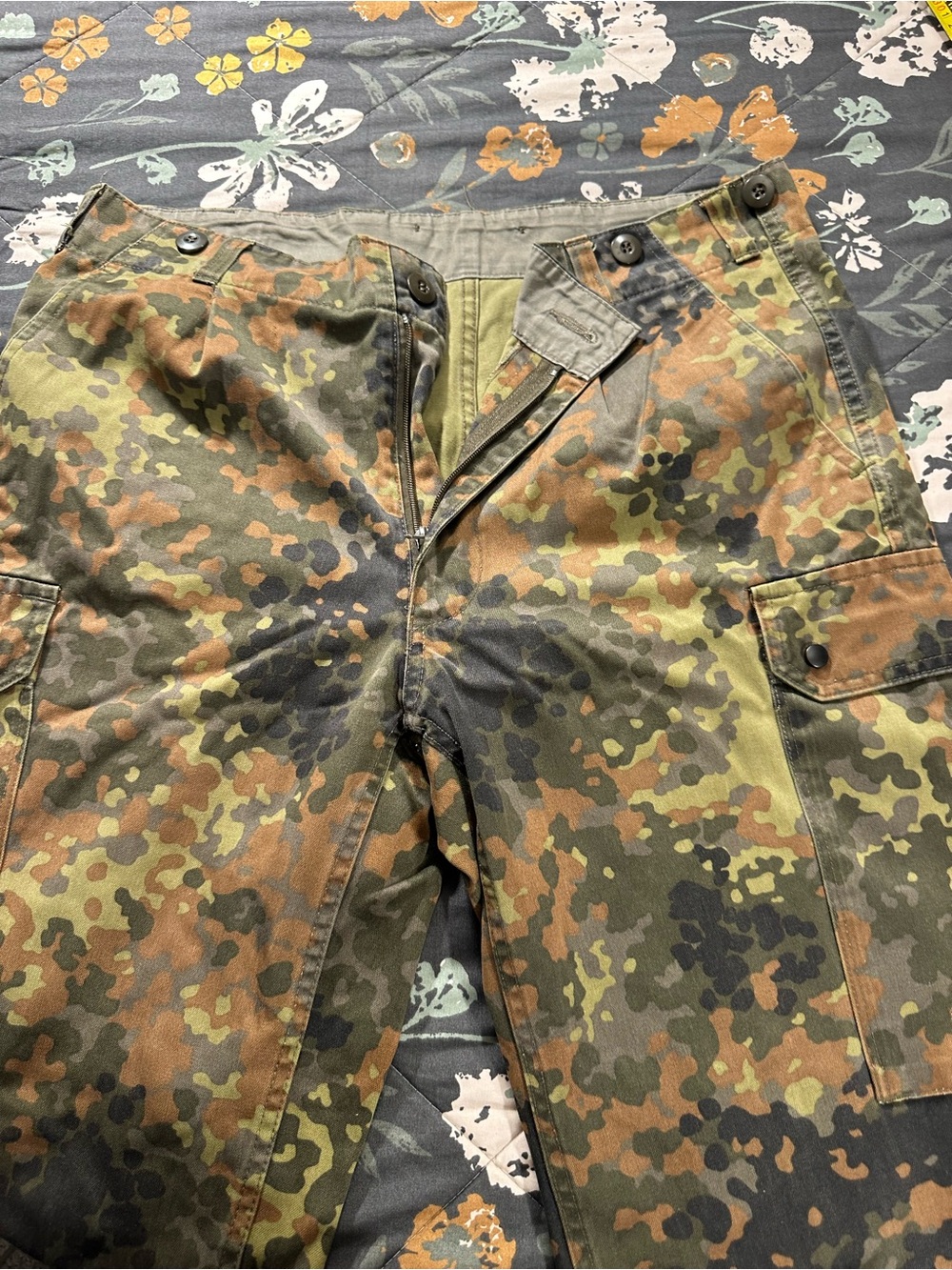 German Flecktarn camouflage field trousers Men's Camo Cargo Green/Brown 34/31